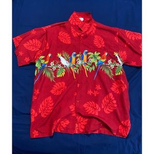 Button-up Hawaiian Shirt with Macaws/Cockatoos